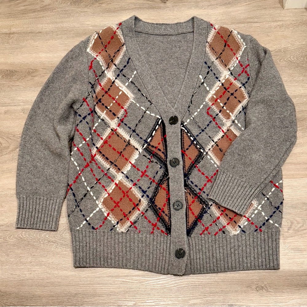 Gray Argyle Women's Sweater